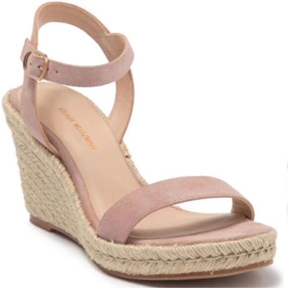 Stuart Weitzman Teddi Wedge Heel Leather Espadrille Sandals NEW Size 11 - Picture 1 of 9